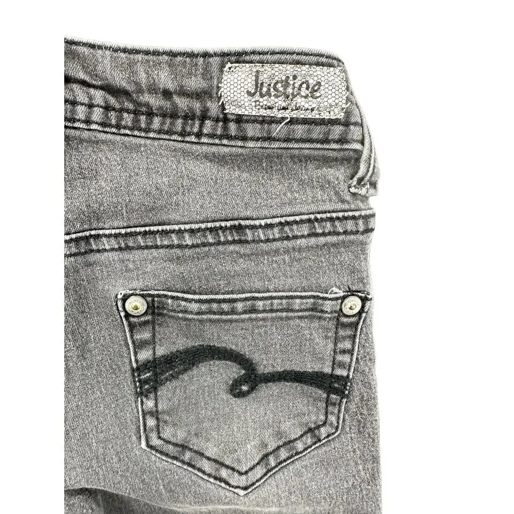 Justice Girls Gray Wash Denim Super Skinny Jeans Youth Size 8S